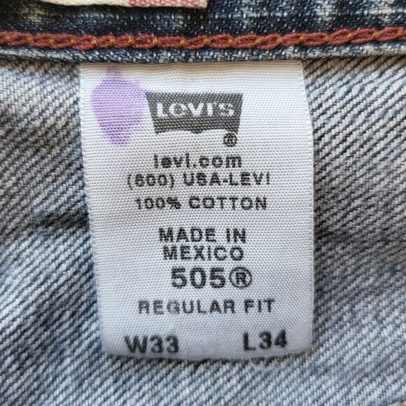 Men's Levi's 505 Regular Fit Jeans W33/L34 - Picture 7 of 7
